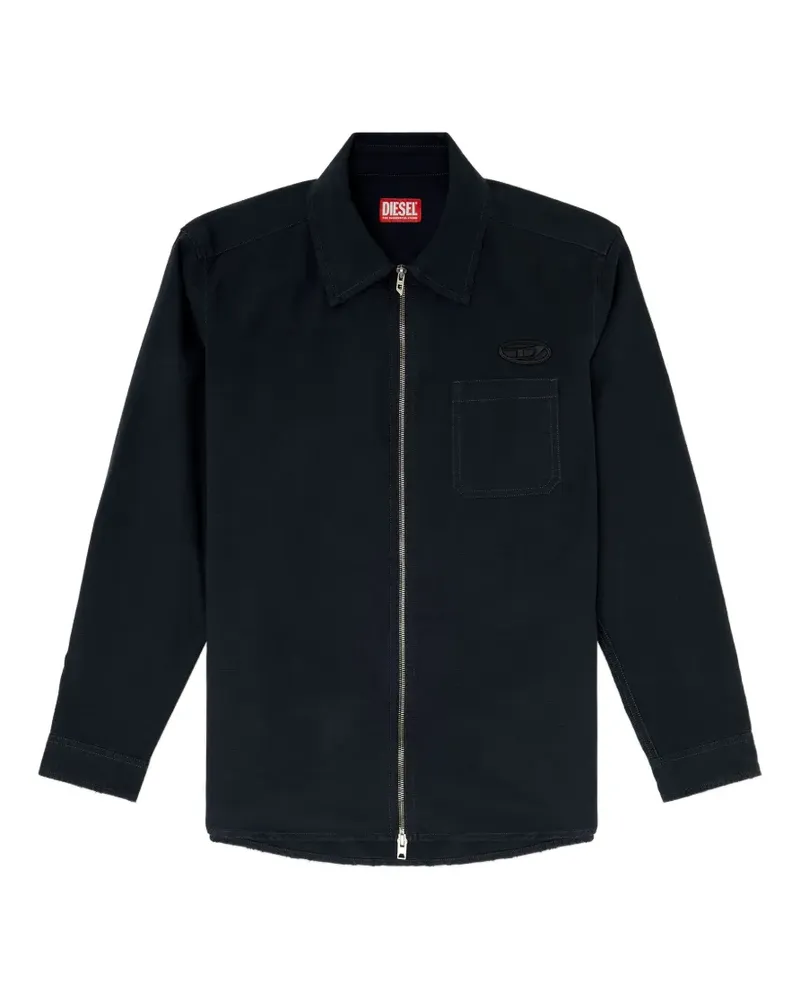 Diesel Oval D logo zip-up shirt - Blau Blau