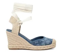 Wedge-Espadrilles aus Denim - Blau