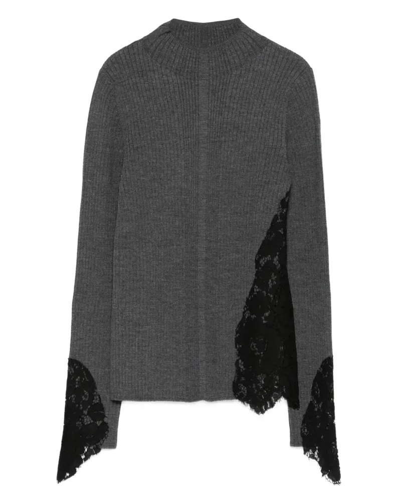 Pinko Samoa lace-insert ribbed sweater - Grau Grau