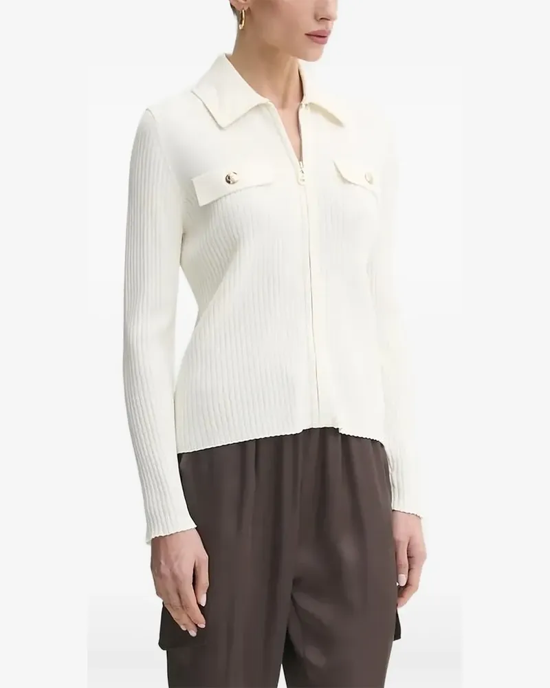 Liu Jo Gerippter Cardigan mit Reißverschluss - Weiß Weiß