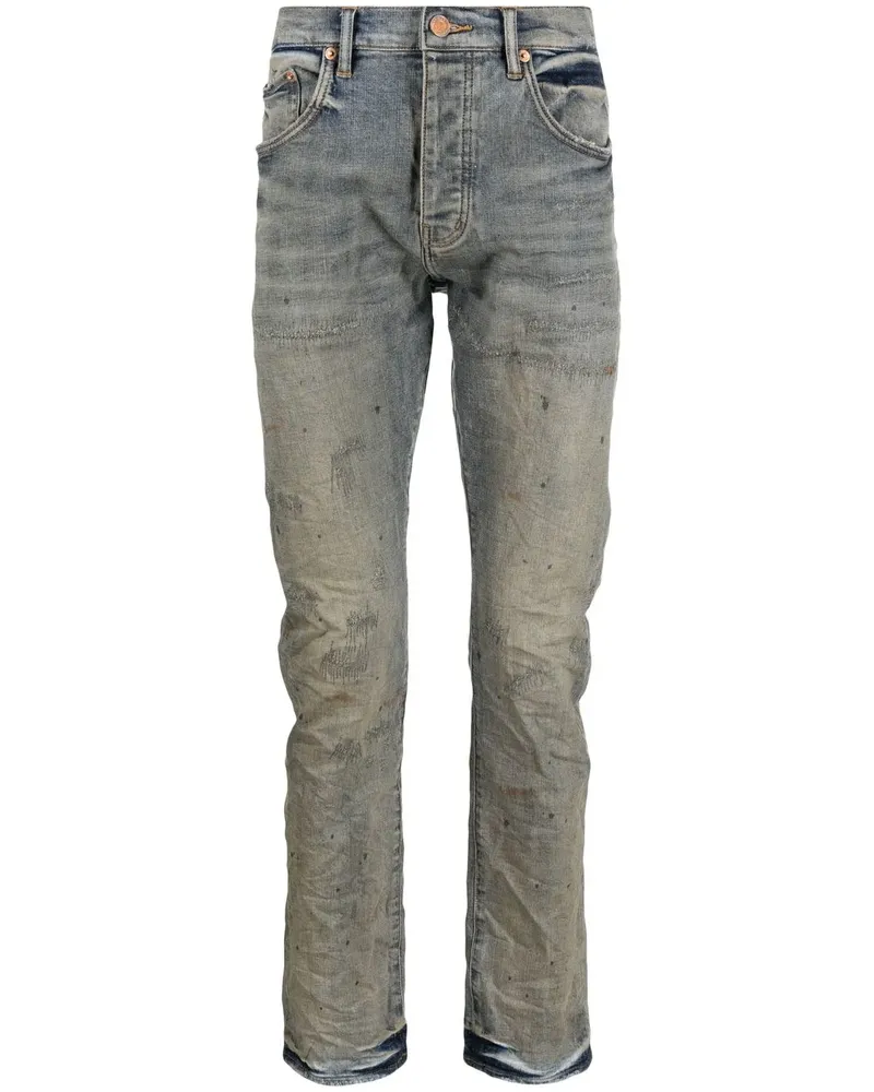 PURPLE BRAND Slim-Fit-Jeans im Distressed-Look - Blau Blau
