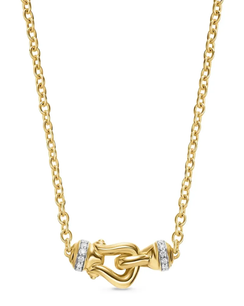 David Yurman 18kt Petite Buckle Gelbgoldhalskette mit Diamanten Gold