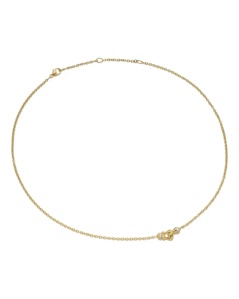 David Yurman 18kt Petite Buckle Gelbgoldhalskette mit Diamanten Gold