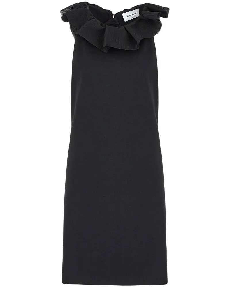 Ferragamo Kleid mit Rüschenkragen - Schwarz Schwarz