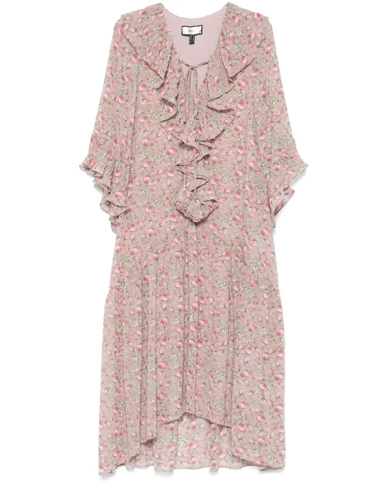 NISSA Midikleid mit Blumen-Print - Rosa Rosa
