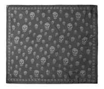 Seidenschal mit Totenkopf-Print - Schwarz