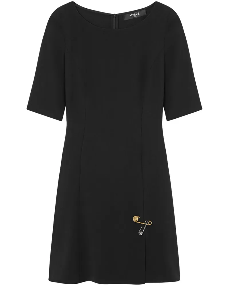 Versace Ausgestelltes Safety Pin Satin-Minikleid - Schwarz Schwarz
