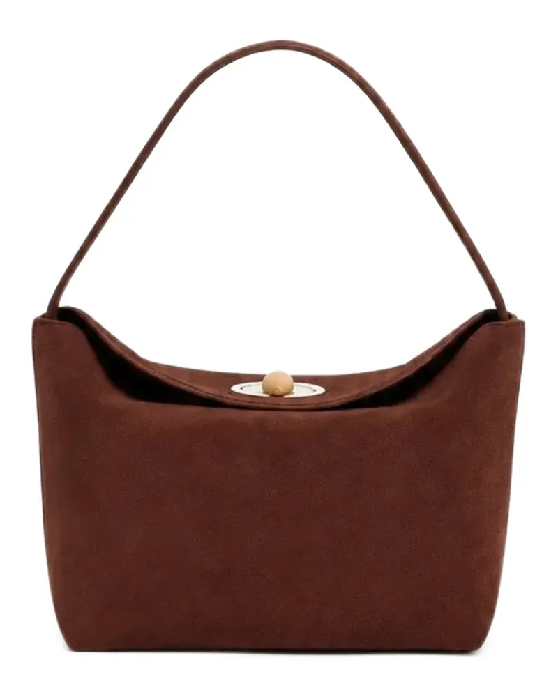 Christopher Esber Mini Schultertasche aus Wildleder mit Drehverschluss - Braun Braun