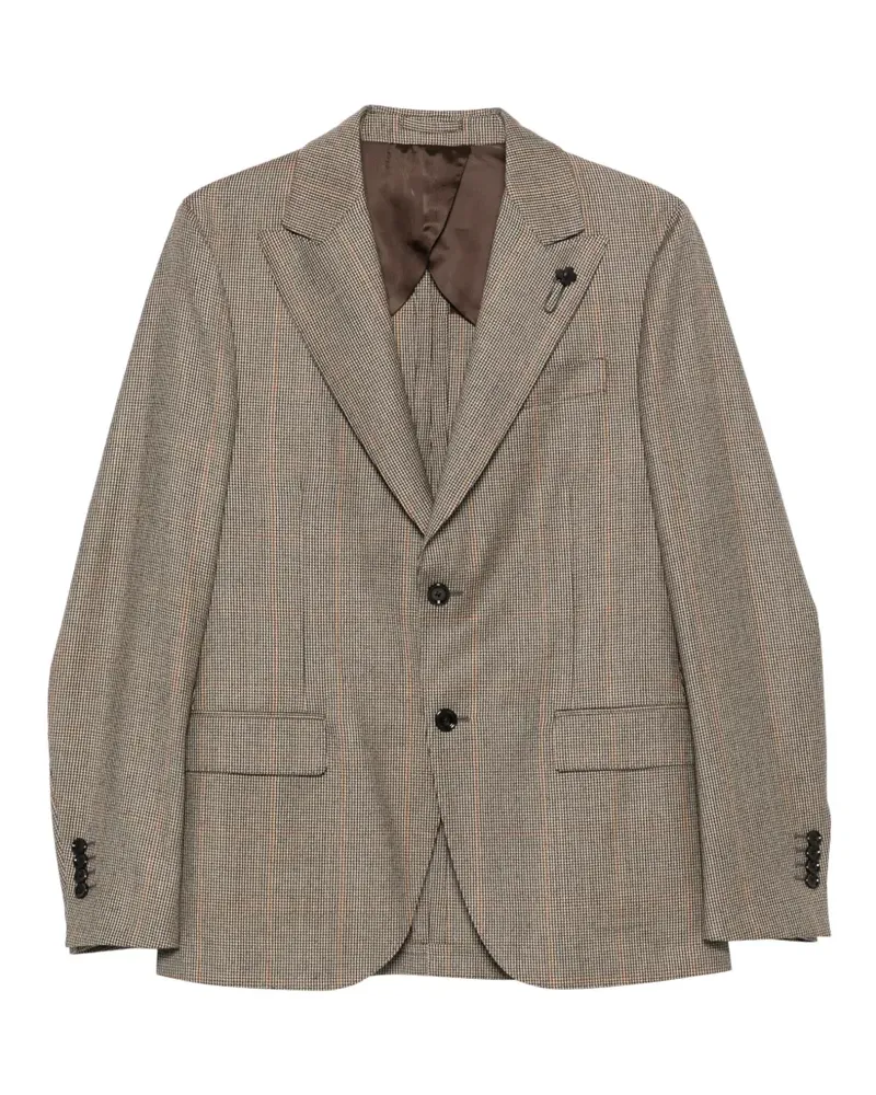 LARDINI Einreihiger Mantel mit Prince of Wales-Karo - Braun Braun