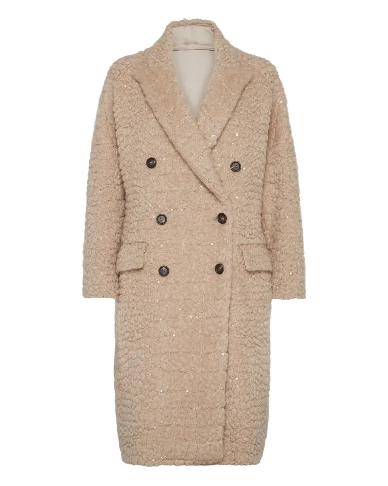 Brunello Cucinelli Boucle Mantel mit Pailletten - Nude Nude