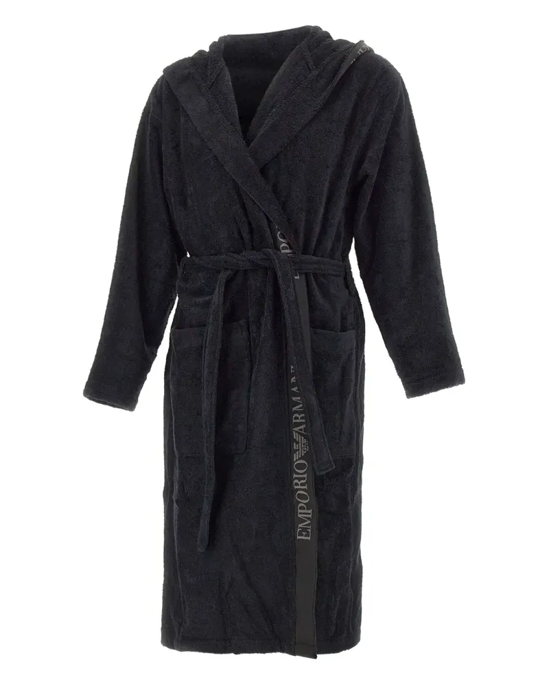 Emporio Armani Bademantel mit Logo-Besatz - Schwarz Schwarz