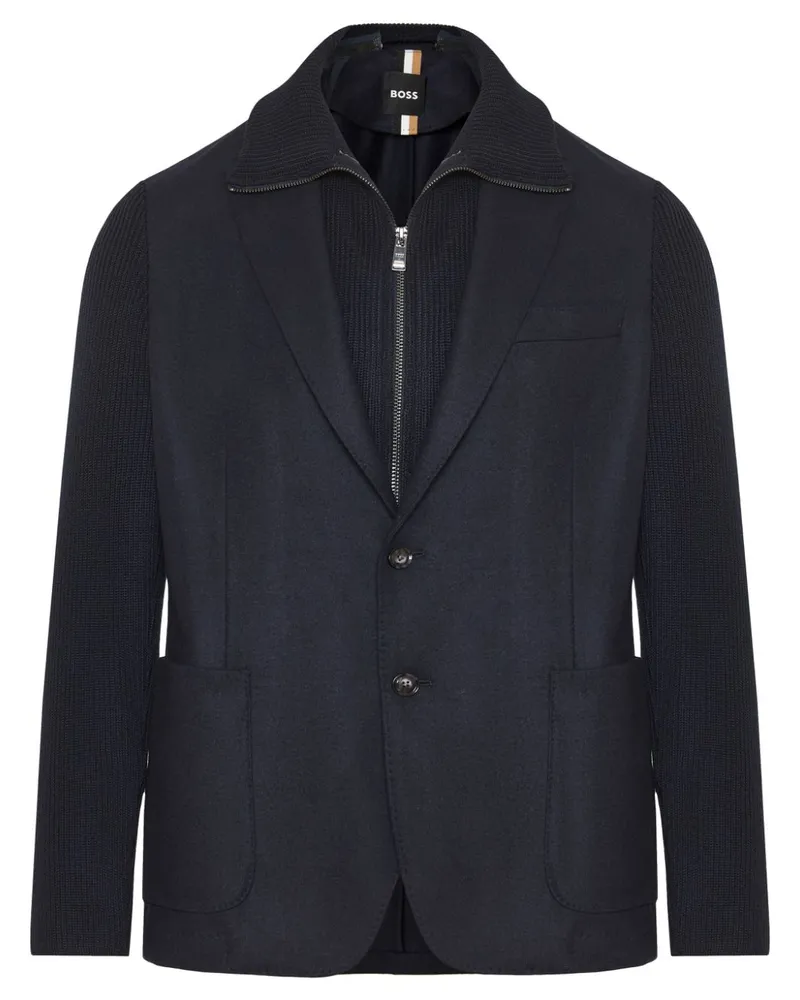 HUGO BOSS Sakko mit gestrickten Einsätzen - Blau Blau