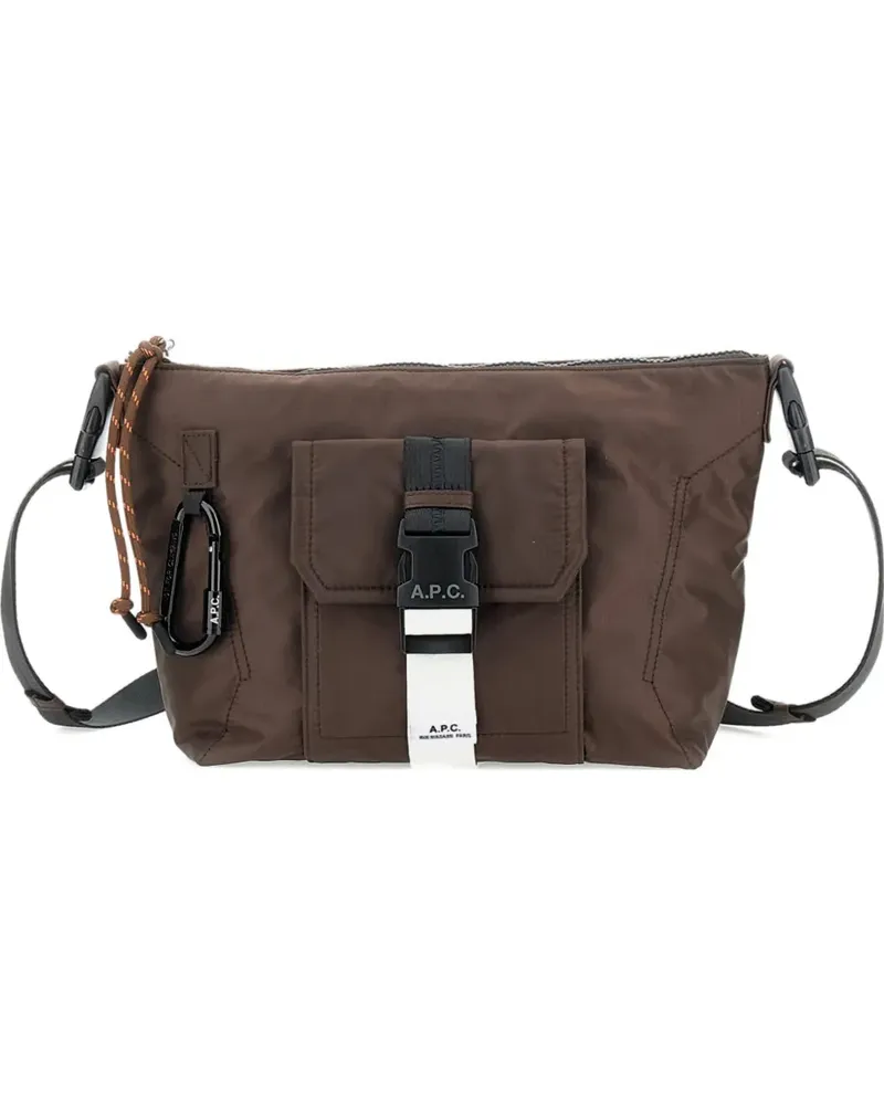 A.P.C. Carabiner-Schultertasche mit Vorderfach - Braun Braun