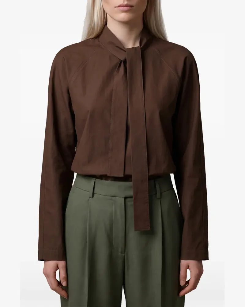 Christophe Lemaire Ascot Bluse aus gewaschener Baumwollseide - Braun Braun