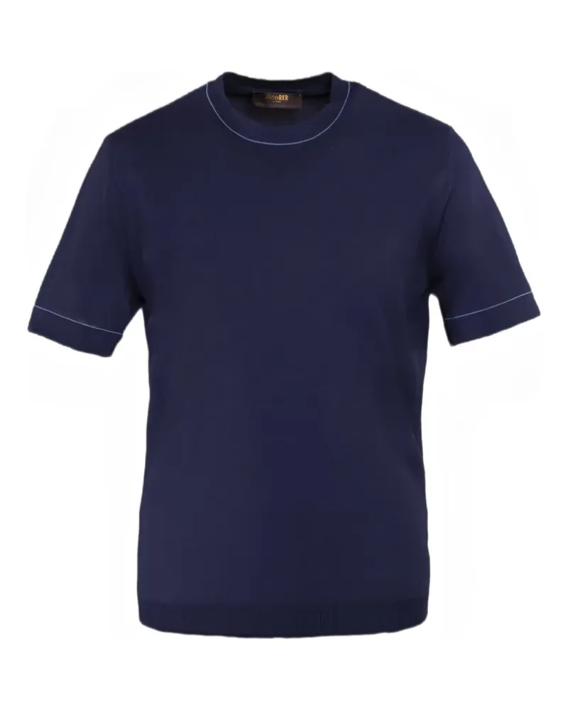 MOORER T-Shirt mit Rundhalsausschnitt - Blau Blau
