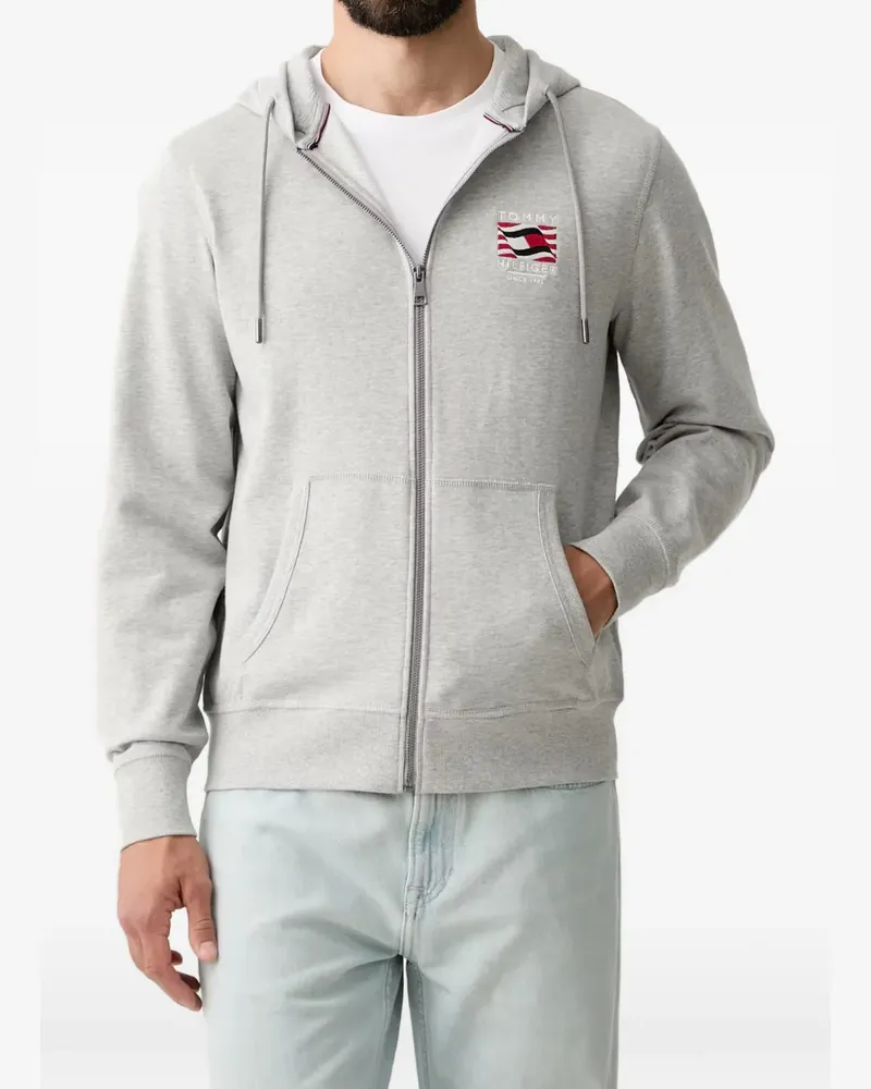 Tommy Hilfiger logo-embroidered zip-up hoodie - Grau Grau