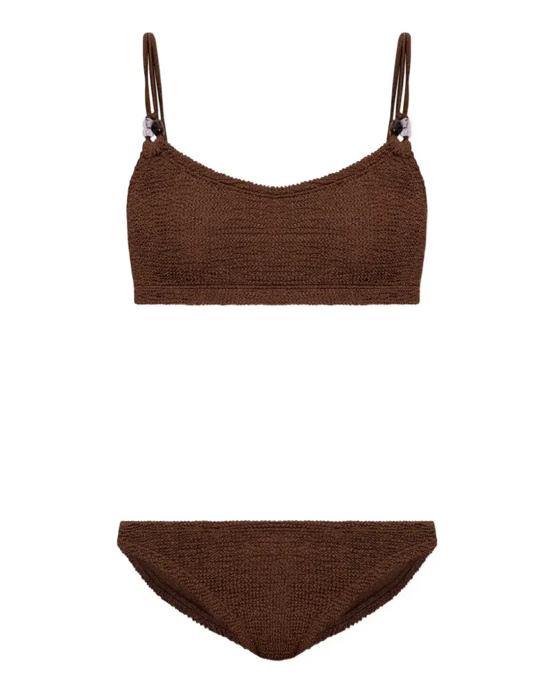 Hunza G Cassie beaded crinkle bikini - Braun Braun
