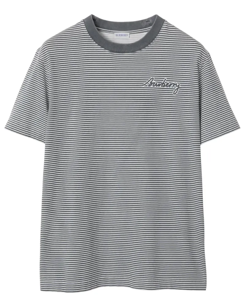 Burberry Gestreiftes T-Shirt - Grau Grau