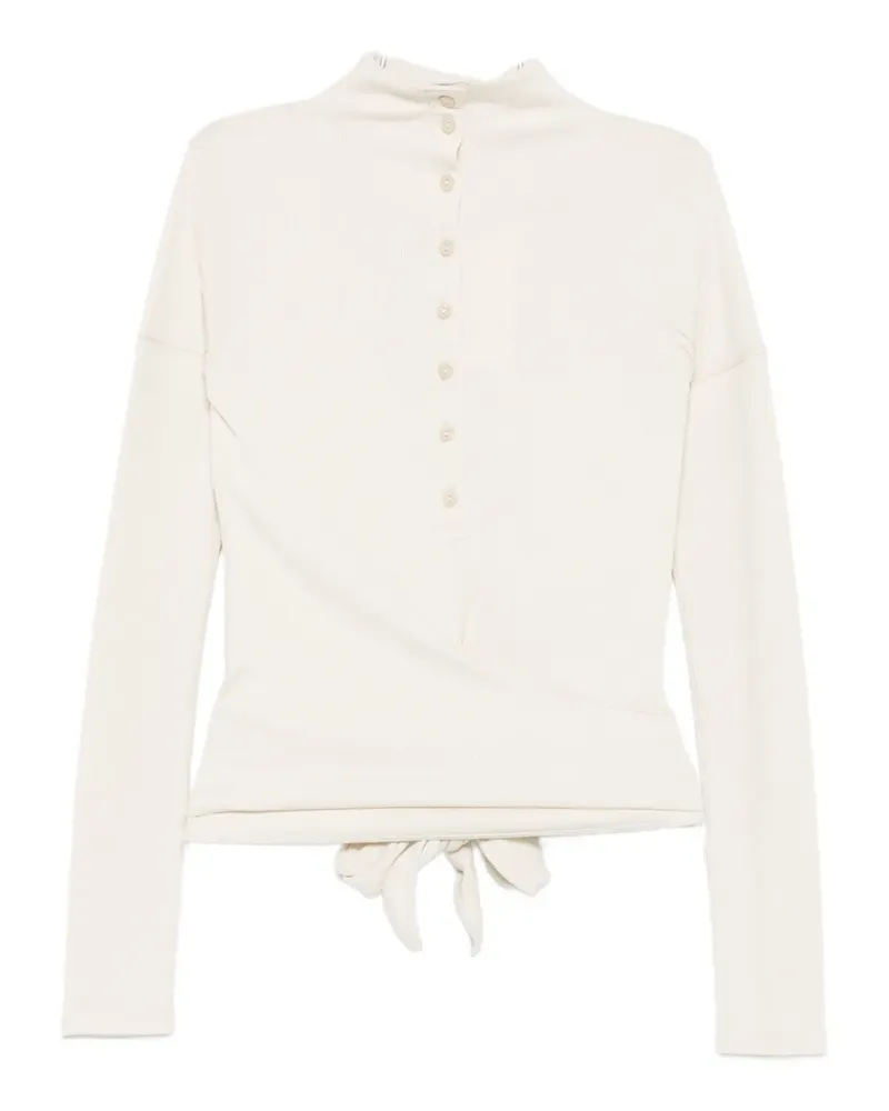 LOW CLASSIC Poloshirt mit Knotendetail - Weiß Weiß