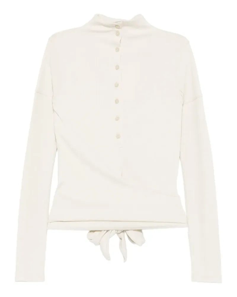 LOW CLASSIC Poloshirt mit Knotendetail - Weiß Weiß
