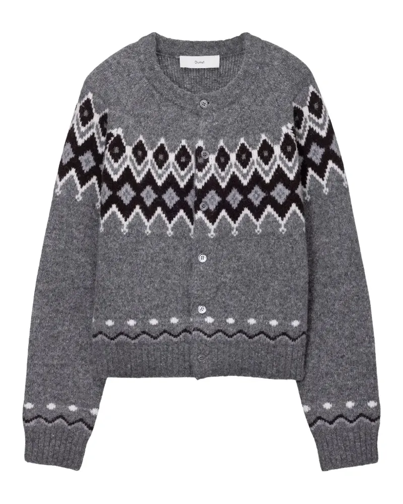 Dunst Cardigan mit Fair-Isle-Jacquardmuster - Grau Grau
