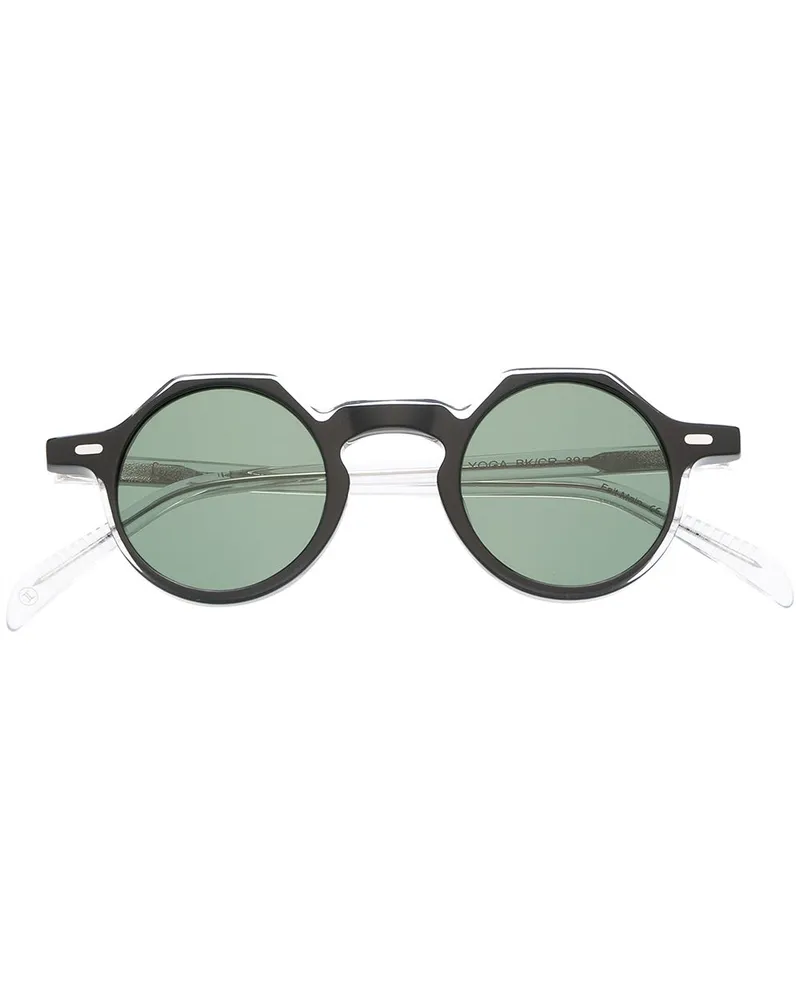 Lesca Runde Yoga Sonnenbrille - Schwarz Schwarz