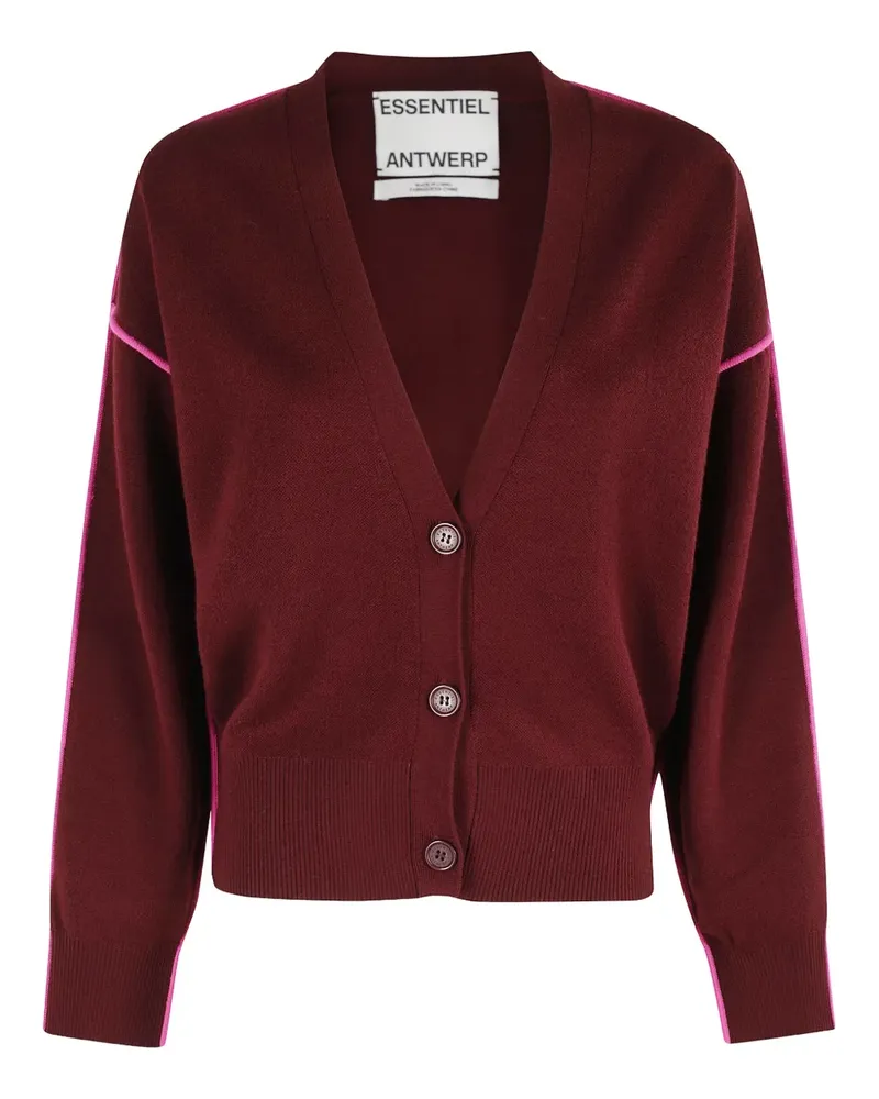 Essentiel contrast-trim cardigan - Rot Rot