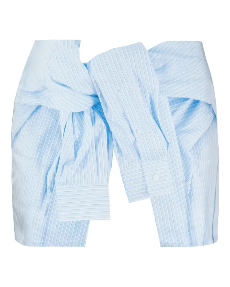 WE 11 DONE striped knot-detail mini skirt - Blau Blau