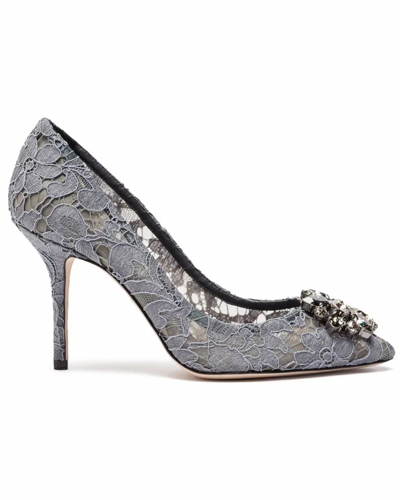 Dolce & Gabbana Taormina Pumps mit Kristallen 90mm - Grau Grau