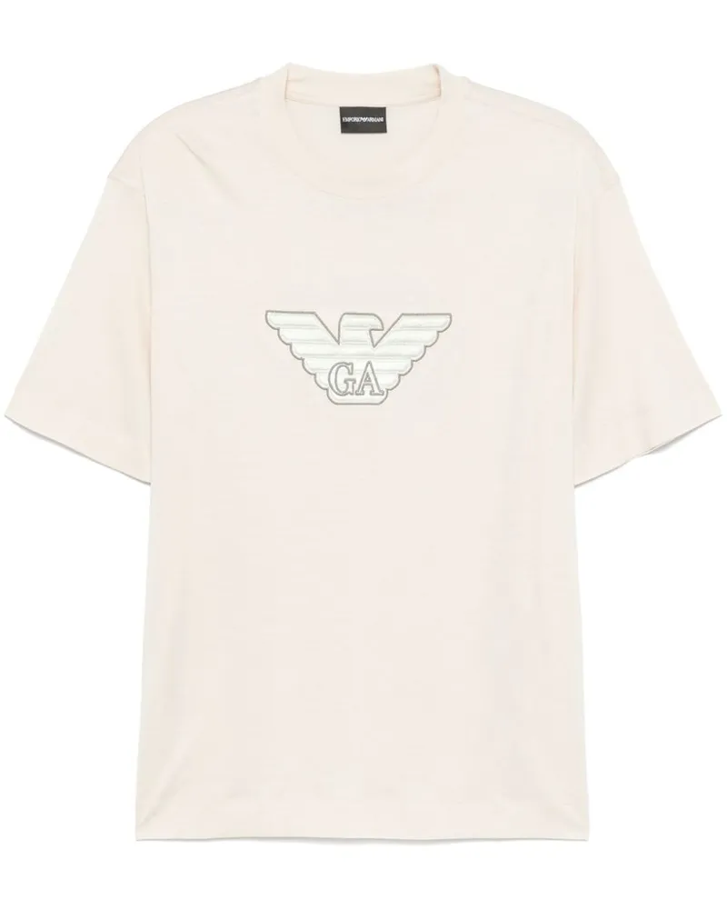 Emporio Armani T-Shirt mit Logo-Stickerei - Nude Nude
