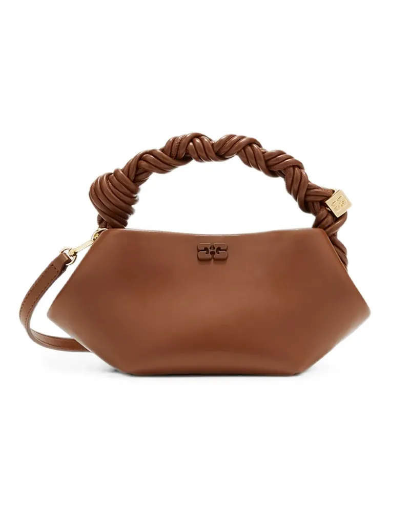 Ganni Mini Bou Tasche in geflochtenem Braun Braun