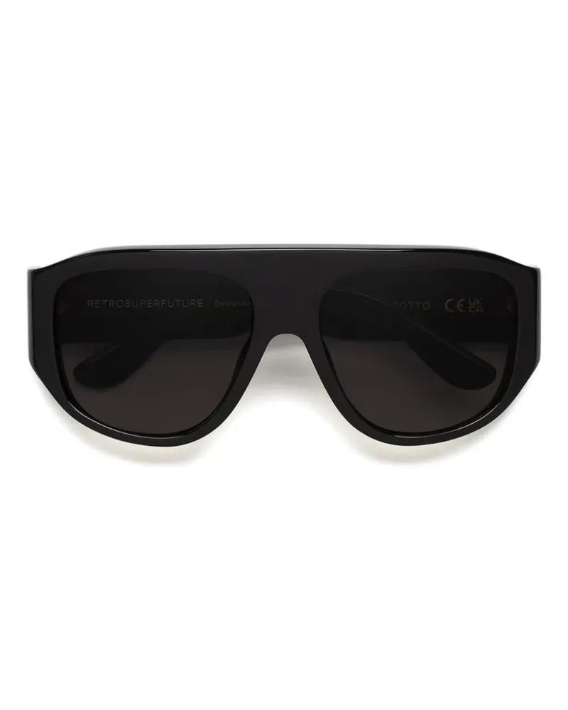 RETROSUPERFUTURE Sonnenbrille mit geometrischem Gestell - Schwarz Schwarz