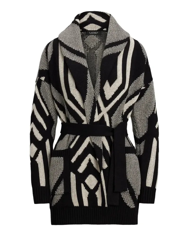 Ralph Lauren geometric-pattern belted cardigan - Schwarz Schwarz