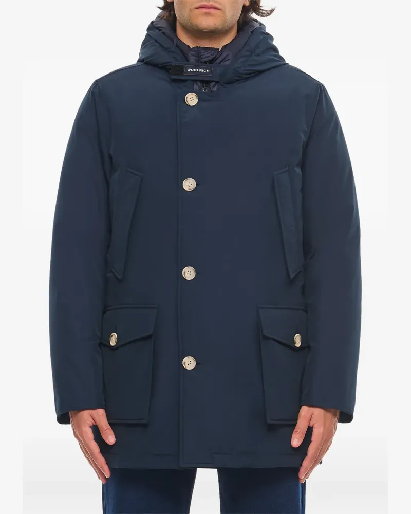 Woolrich Kapuzenmantel mit Knopfleiste - Blau Blau