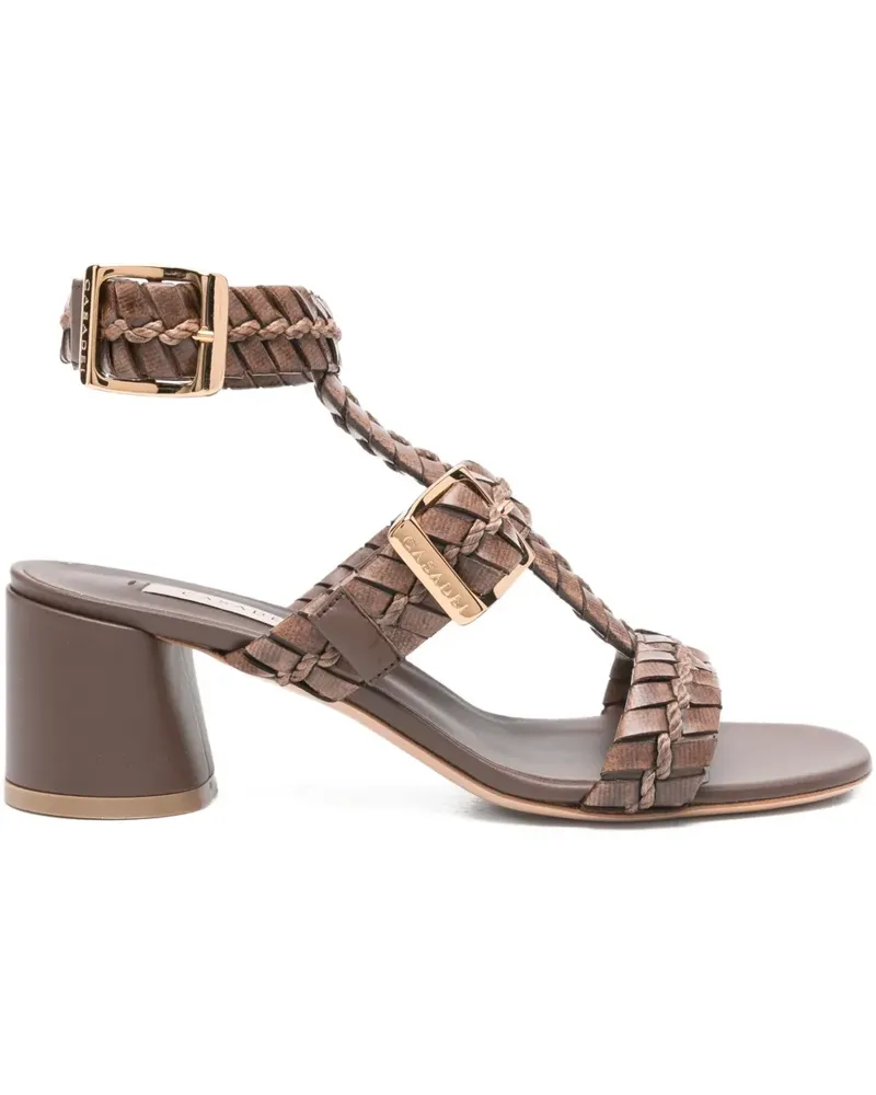 Casadei Geflochtene Sandalen mit Blockabsatz 50mm - Braun Braun