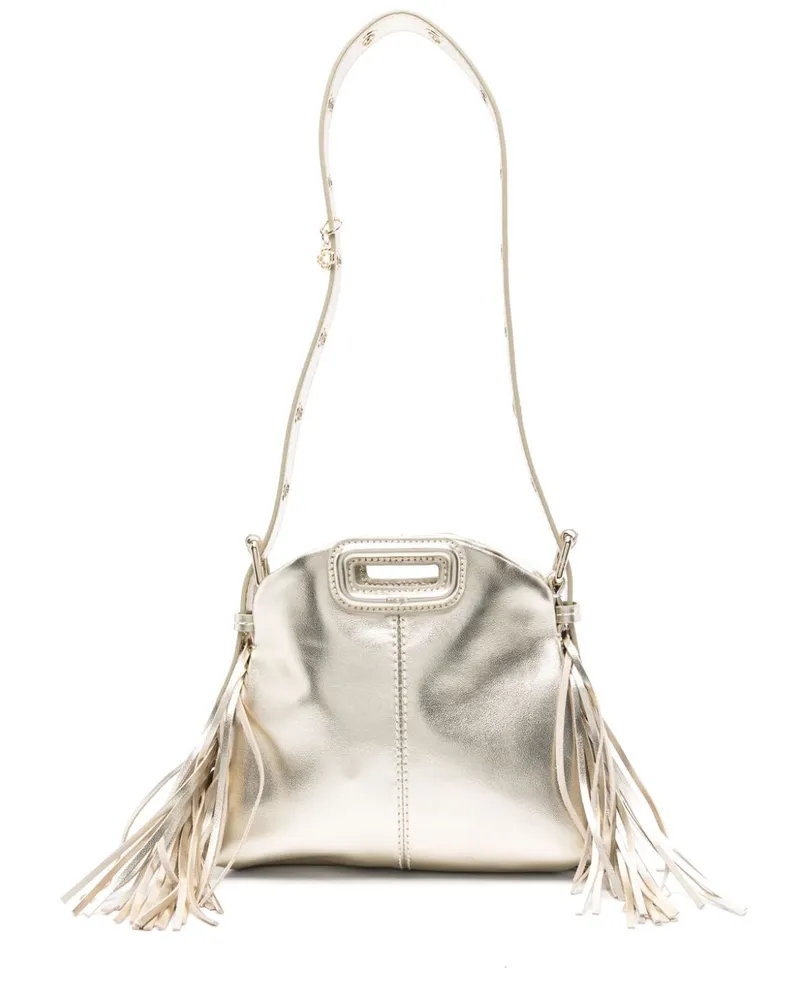 Maje Mini Miss M Schultertasche im Metallic-Look - Gold Gold