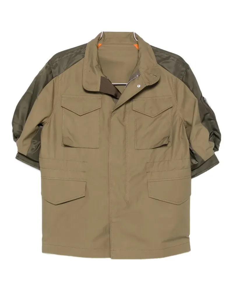 Sacai panelled drawstring-waist jacket - Grün Grün