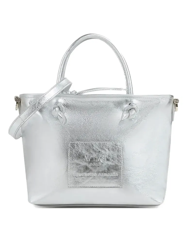 V°73 logo-patch tote bag - Silber Silber