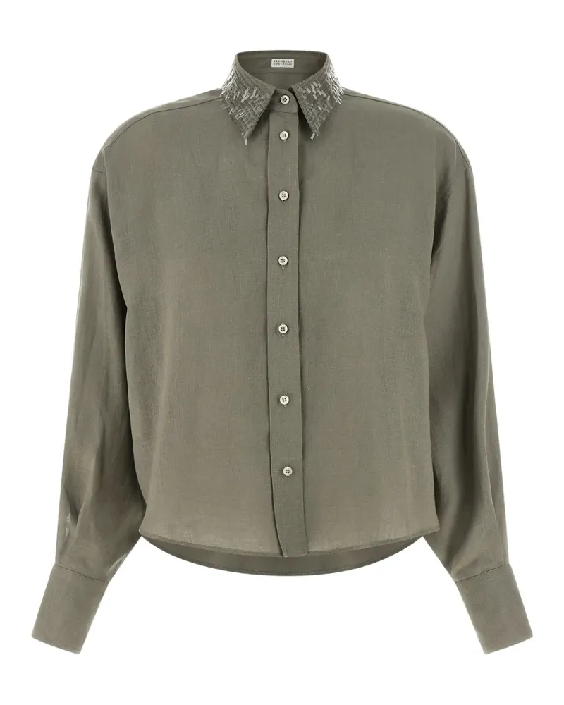 Brunello Cucinelli sequin-collar shirt - Grün Grün