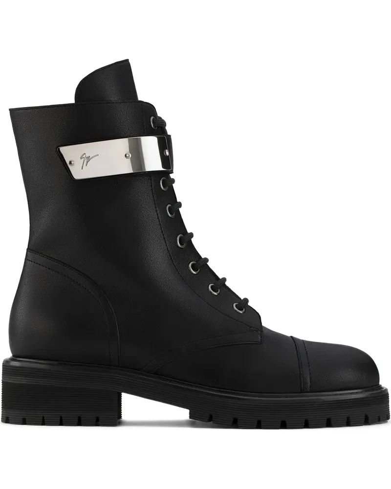Giuseppe Zanotti Alexa' Stiefel mit Logo-Schild - Schwarz Schwarz
