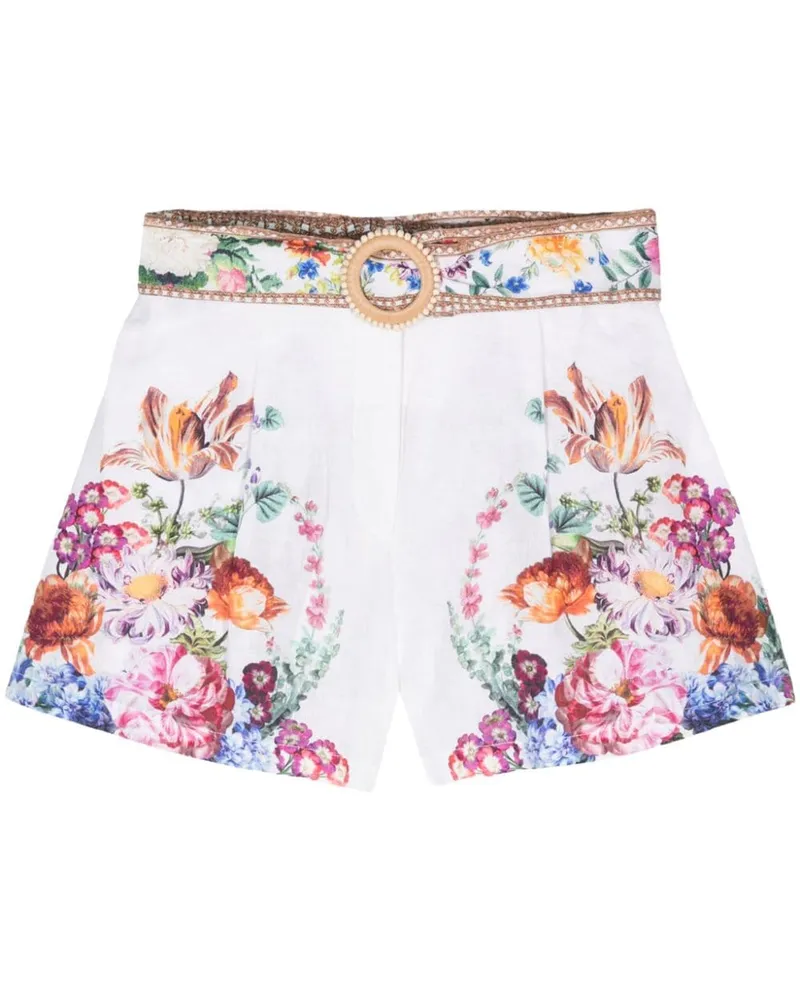 Camilla Plumes and Parterres Leinenshorts - Weiß Weiß