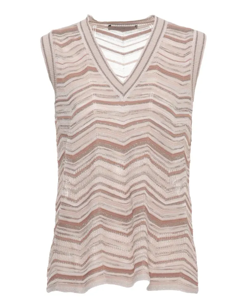 D.EXTERIOR V-neck chevron top - Nude Nude