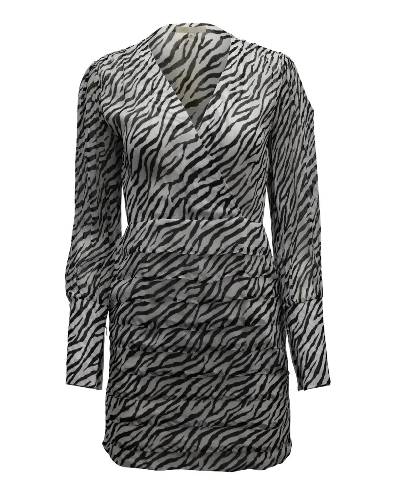 Maje Ribane Minikleid mit Zebra-Print - Weiß Weiß