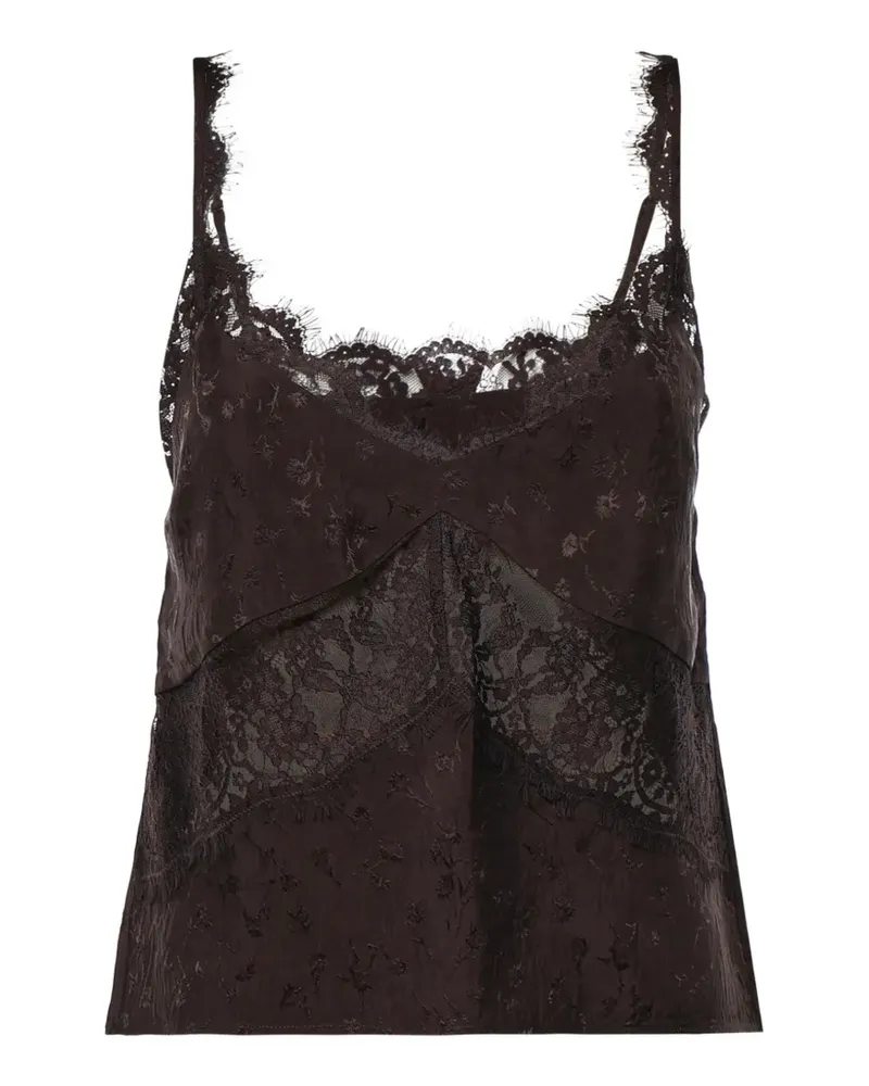 Pinko lace-trim jacquard top - Schwarz Schwarz