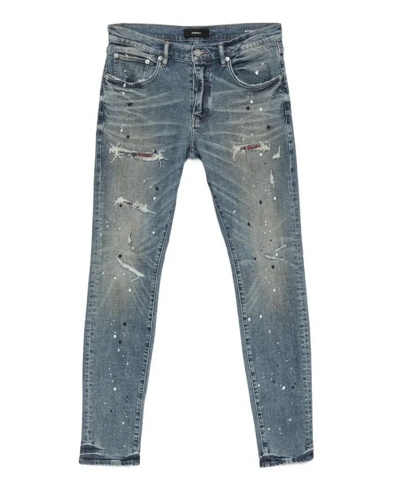 PURPLE BRAND Skinny-Jeans im Distressed-Look - Blau Blau