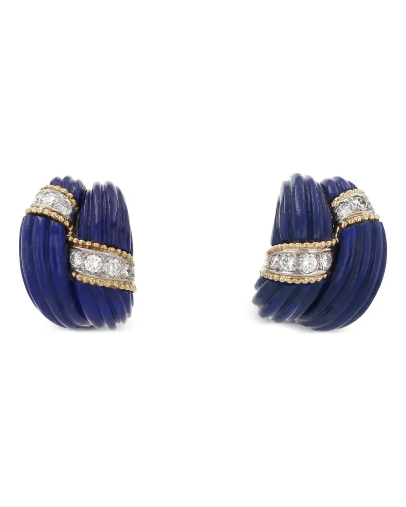 Cartier 1970er Ohrringe mit Lapislazuli und Diamanten - Blau Blau