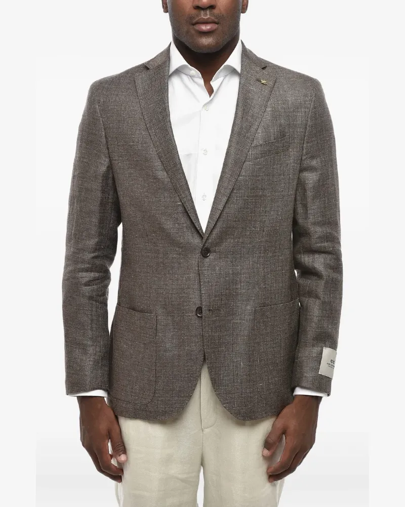 Corneliani CC collection single-breasted patch-pocket blazer - Braun Braun
