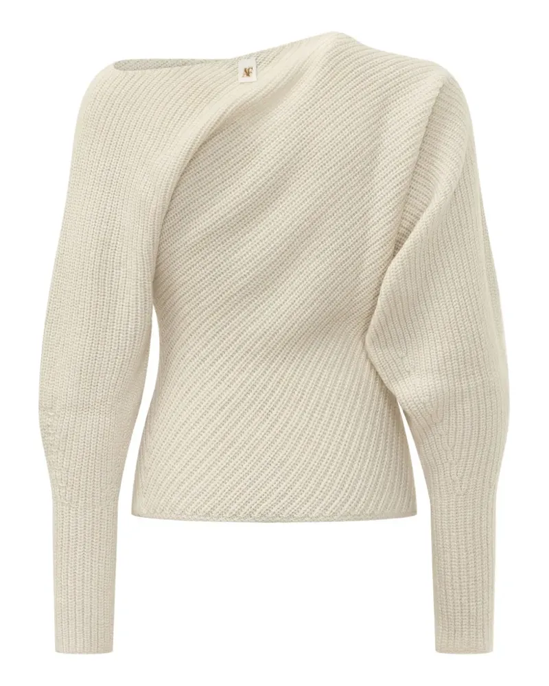 Alberta Ferretti Gerippter Pullover mit asymmetrischem Ausschnitt - Weiß Weiß