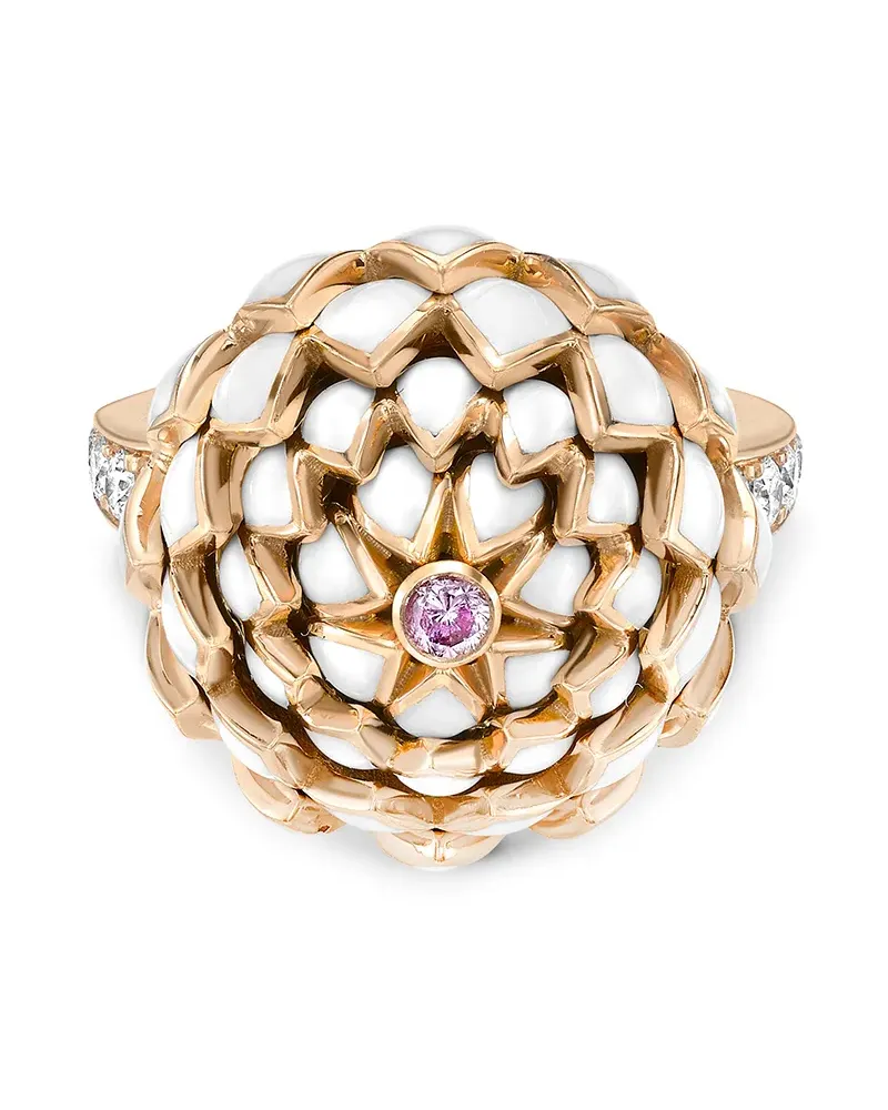 Pragnell 18kt Gelbgoldring - Rosa Rosa