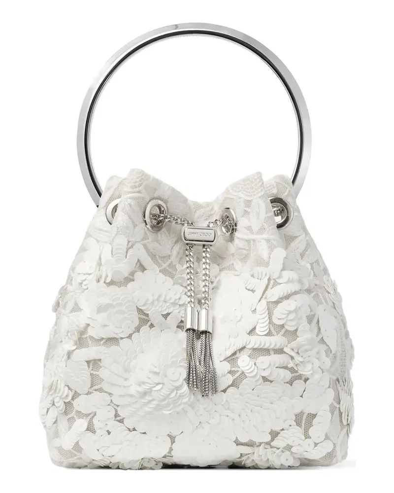 Jimmy Choo Bon Bon Schultertasche mit Pailletten - Weiß Weiß